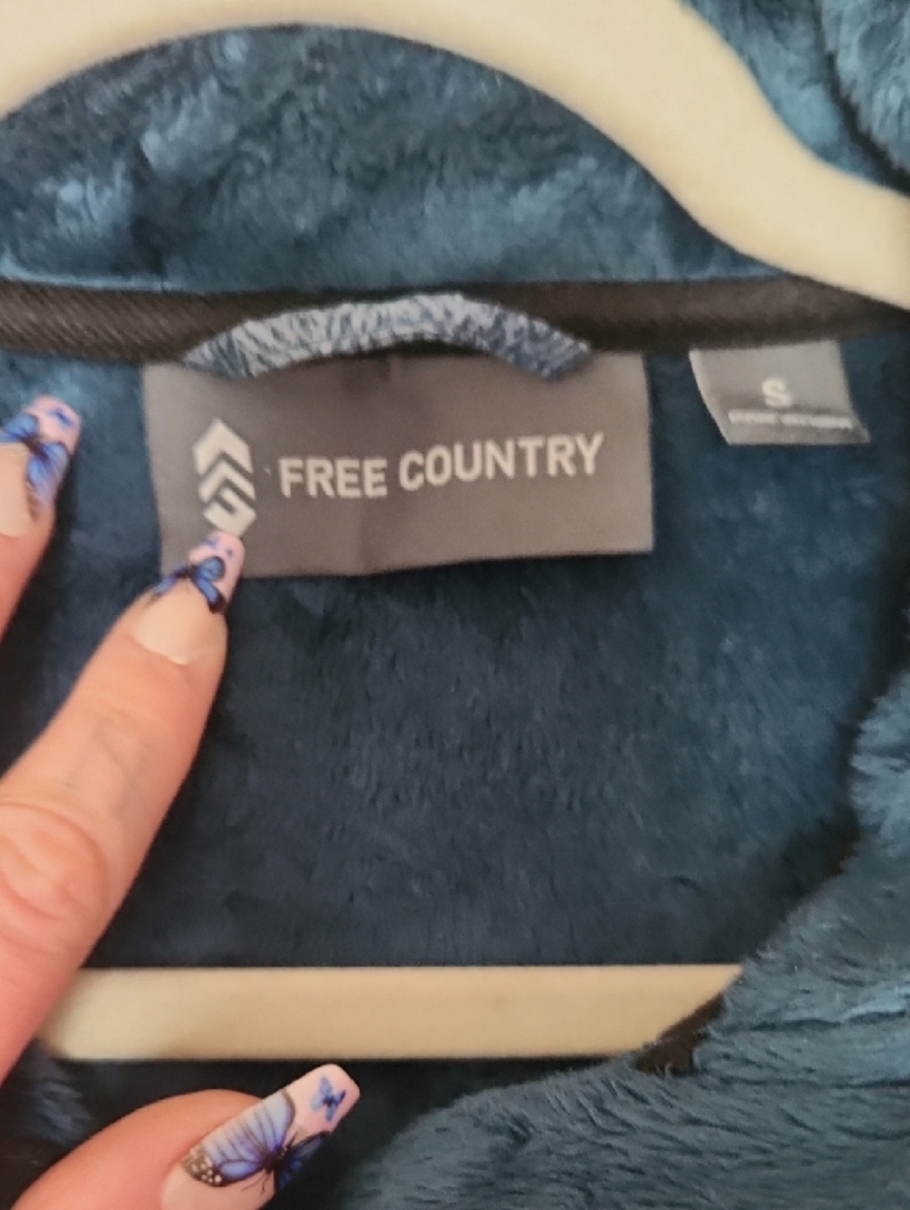 NWOT Free Country Women's Heathered Navy Hooded Zip Jacket - Picture 2 of 8